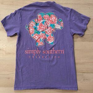 Simply Southern Floral Elephant Short Sleeve Tee size Small